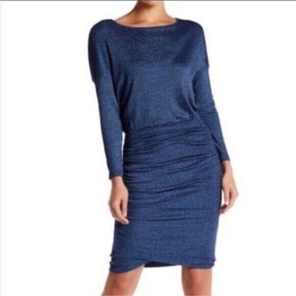 MICHAEL STARS WOMANS DRESS SMALL BLUE 0472 ruched tulip blouson Jordan mini - Picture 14 of 14